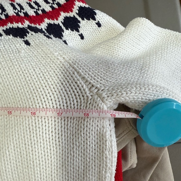 J. Crew Medium thick sweater Nordic fair isle red white navy ski patterned - Picture 4 of 5